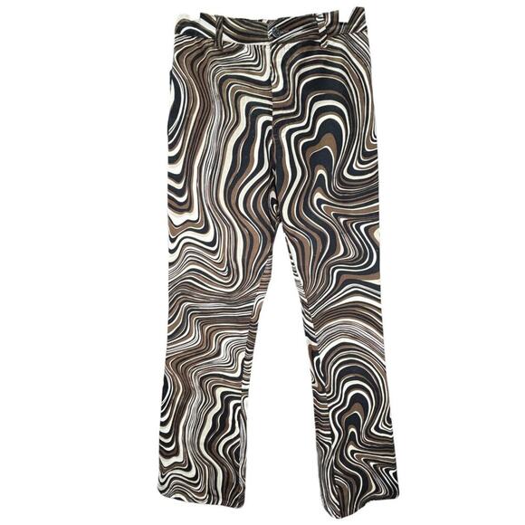 Motel Zoven Flare Trouser in 70's Ripple XS Retro Cotton Stretch - Picture 4 of 7